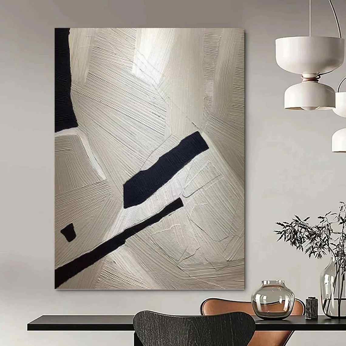 Black_White_Geometric_Textured_Abstract_Wall_Art_HCZ8Z wall art